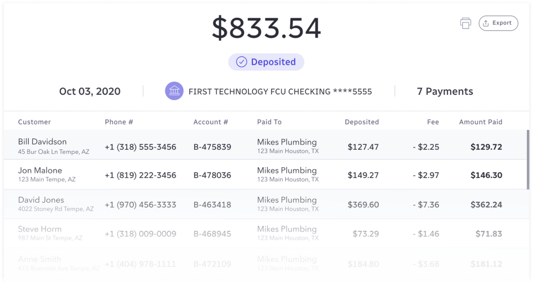 Deposits Page Deposits Page